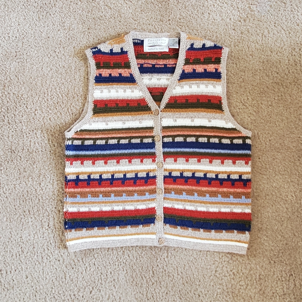 Vintage Portraits By Northern Isles Colorful Striped Knit Vest
